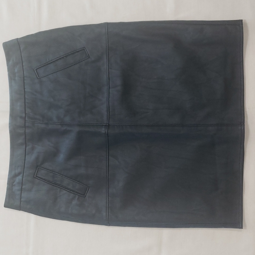 CAbi Black faux leather pencil skirt.  Sz 4